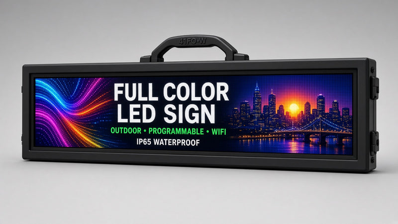 8 x 53 inch Ultra-bright Full Video Color Programmable LED Sign Water and Weather Proof for Outdoor Use