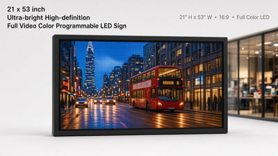 21 x 53 inch Ultra-bright High-definition Full Video Color Programmable LED Sign for Store Windows