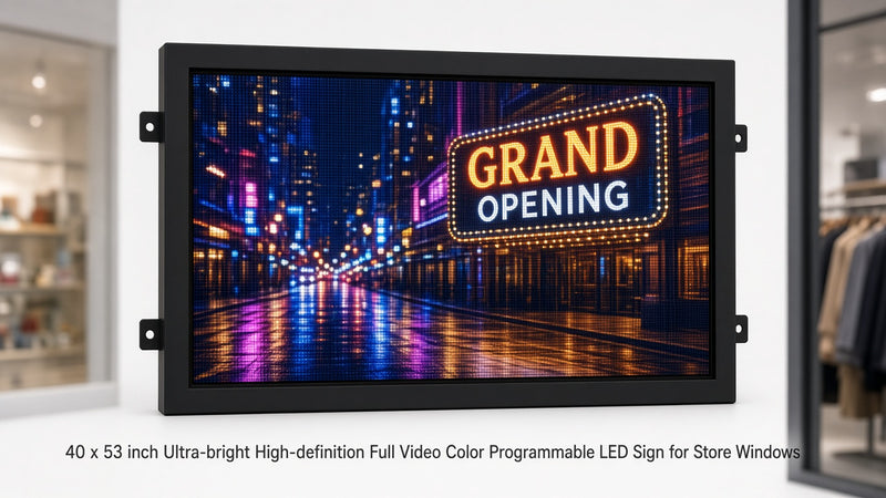 40 x 53 inch Ultra-bright High-definition Full Video Color Programmable LED Sign for Store Windows