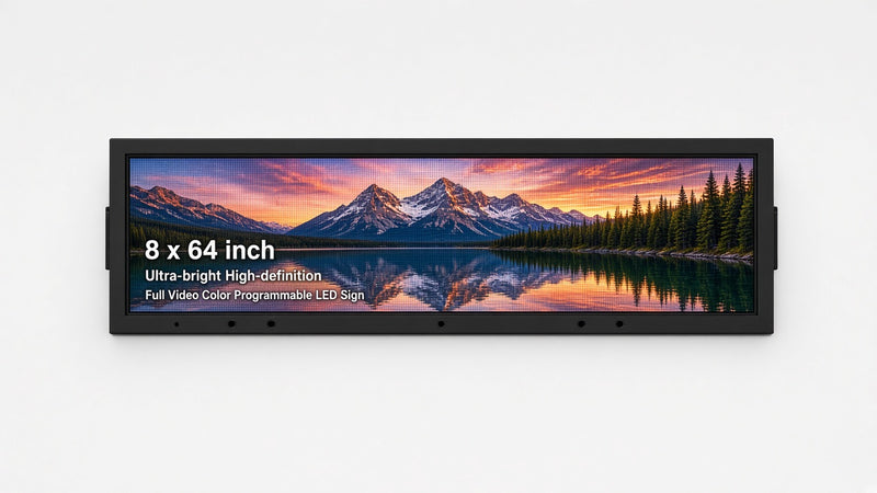 8 x 64 inch Ultra-bright High-definition Full Video Color Programmable LED Sign for Store Windows