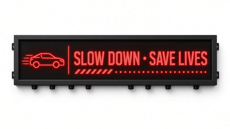 8 x 65 inch Ultra-bright Red Color Programmable LED Sign Water and Weather Proof for Outdoor Use