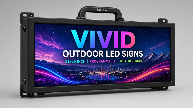 21 x 65 inch Ultra-bright Full Video Color Programmable LED Sign Water and Weather Proof for Outdoor Use
