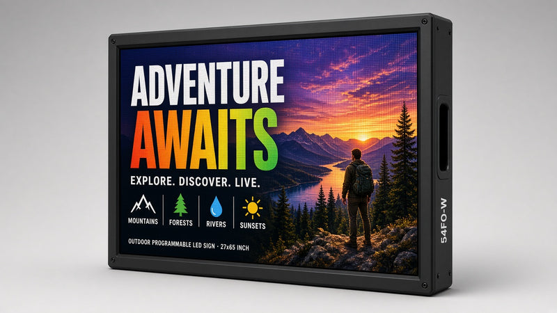 27 x 65 inch Ultra-bright Full Video Color Programmable LED Sign Water and Weather Proof for Outdoor Use