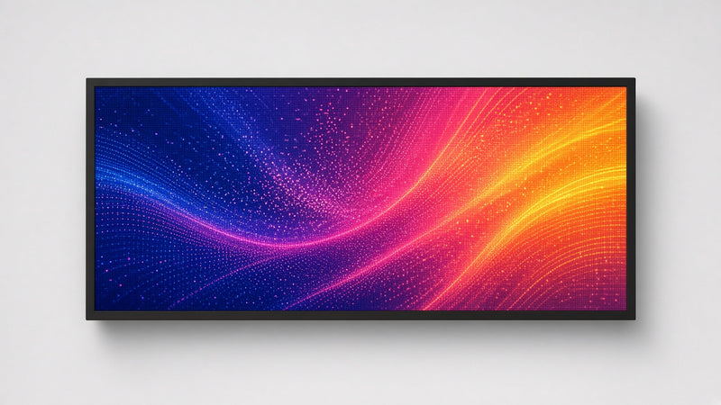 Enseigne à DEL programmable couleur vidéo haute définition ultra lumineuse de 27 x 65 pouces pour les fenêtres des magasins