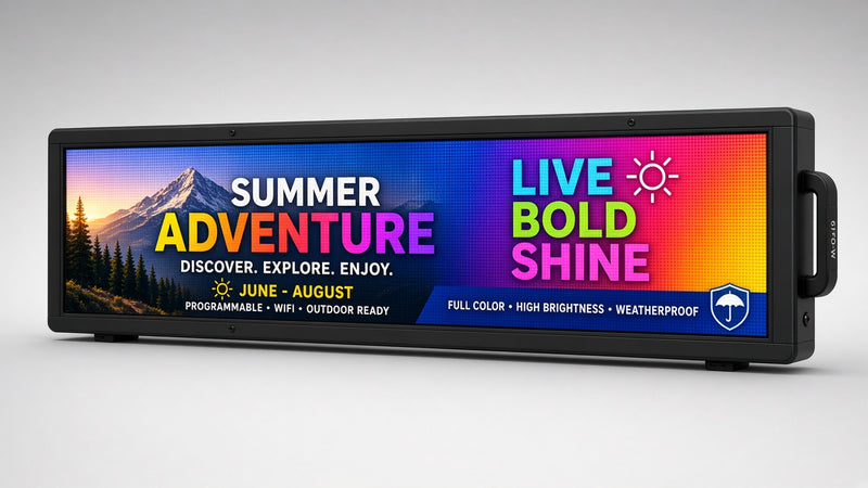 8 x 78 inch Ultra-bright Full Video Color Programmable LED Sign Water and Weather Proof for Outdoor Use