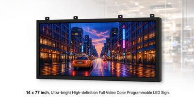 14 x 77 inch Ultra-bright High-definition Full Video Color Programmable LED Sign for Store Windows