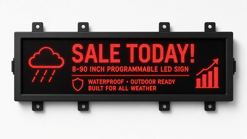 8 x 90 inch Ultra-bright Red Color Programmable LED Sign Water and Weather Proof for Outdoor Use