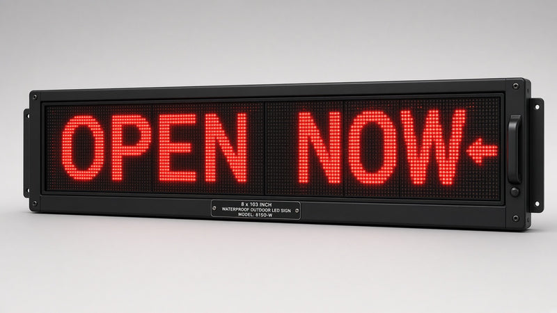 8 x 103 inch Ultra-bright Red Color Programmable LED Sign Water and Weather Proof for Outdoor Use