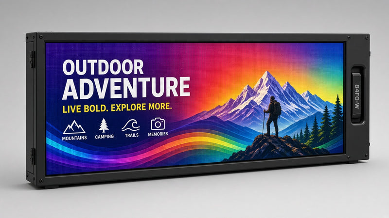 27 x 103 inch Ultra-bright Full Video Color Programmable LED Sign Water and Weather Proof for Outdoor Use