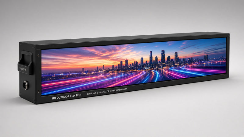 8 x 116 inch Ultra-bright High-definition Full Video Color Programmable LED Sign Water and Weather Proof for Outdoor Use