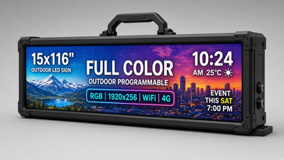 15 x 116 inch Ultra-bright Full Video Color Programmable LED Sign Water and Weather Proof for Outdoor Use