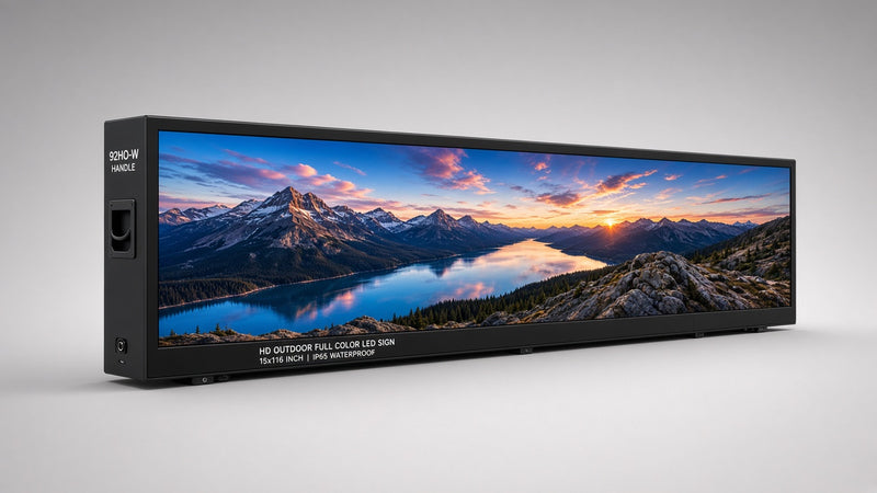 15 x 116 inch Ultra-bright High-definition Full Video Color Programmable LED Sign Water and Weather Proof for Outdoor Use