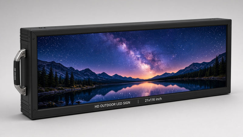 21 x 116 inch Ultra-bright High-definition Full Video Color Programmable LED Sign Water and Weather Proof for Outdoor Use