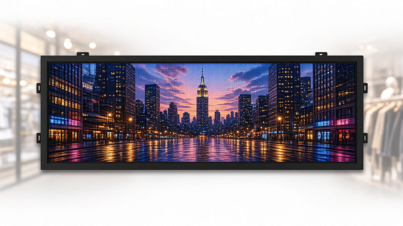 27 x 116 inch Ultra-bright High-definition Full Video Color Programmable LED Sign for Store Windows