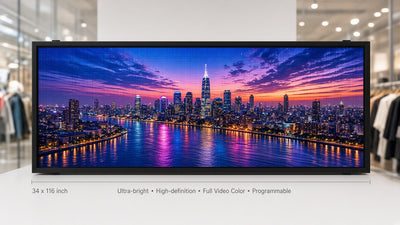 34 x 116 inch Ultra-bright High-definition Full Video Color Programmable LED Sign for Store Windows
