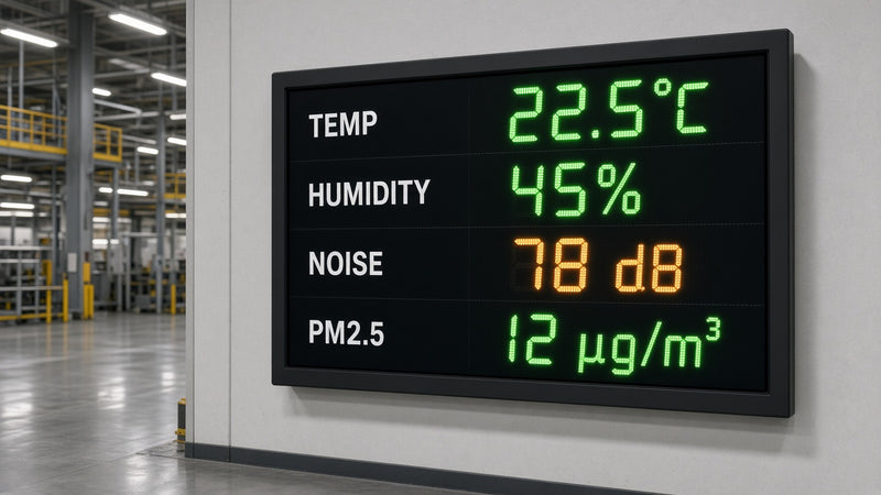 Environment Monitoring LED Display (Temp, Humidity, Noise, Air)